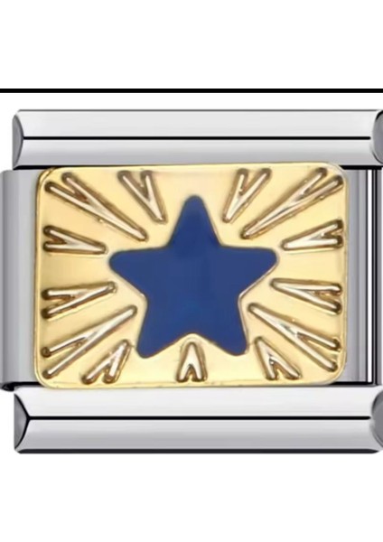 Güneş Işıkları ile Mavi Yıldız 316 L. Çelik Italyan Charm modelleri