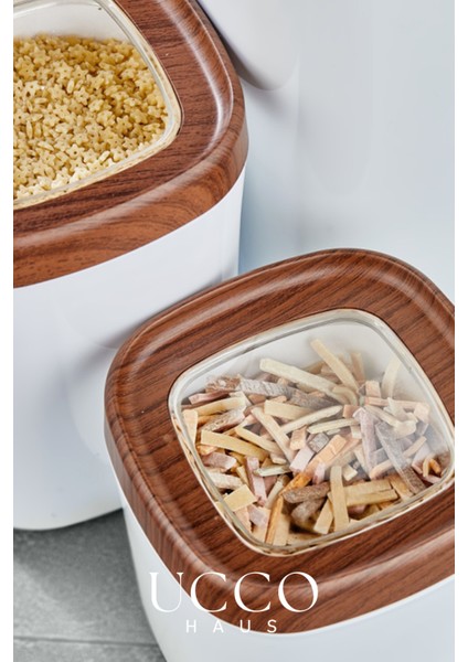 3'lü Lüx Vakum Kapaklı Silikon Contalı Erzak Saklama Kabı Bakliyatlık Baharatlık Mutfak Organizer