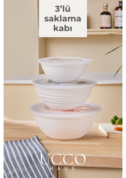3’lü Saklama Kabı Seti 1+2+3 Litre Kapaklı Gıda Saklama Mikrodalga Buzdolabı Uyumlu Pinterest Kase