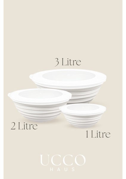 3’lü Saklama Kabı Seti 1+2+3 Litre Kapaklı Gıda Saklama Mikrodalga Buzdolabı Uyumlu Pinterest Kase