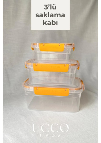 3'lü Kilitli Sızdırmaz Saklama Kabı – 375-900-1700 ml Contalı Mikrodalga ve Bulaşık Makinesi Uyumlu