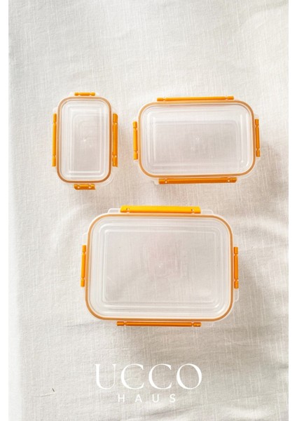 3'lü Kilitli Sızdırmaz Saklama Kabı – 375-900-1700 ml Contalı Mikrodalga ve Bulaşık Makinesi Uyumlu