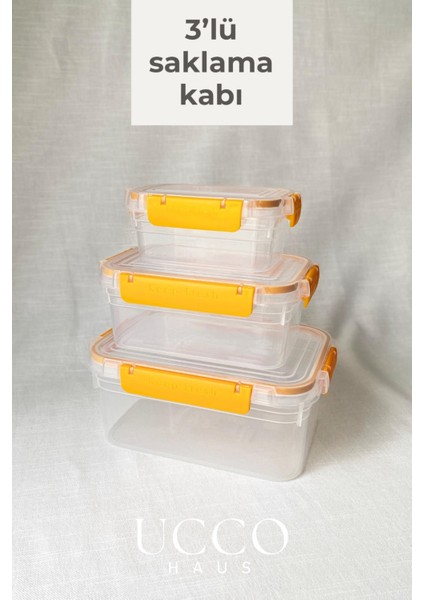 3'lü Kilitli Sızdırmaz Saklama Kabı – 375-900-1700 ml Contalı Mikrodalga ve Bulaşık Makinesi Uyumlu