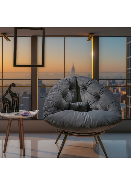 Geniş Oturma Alanlı Modern Berjer Tekli Koltuk | Dinlenme & Kitap Okuma Koltuğu | Leke Tutmaz - Füme