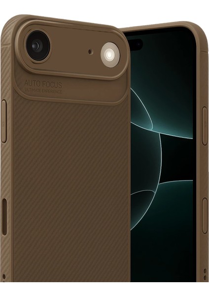 Apple iPhone 17 Air Karbon Kaplama Auto Focus Kılıf - Sportif&profesyonel Stil - Kahverengi