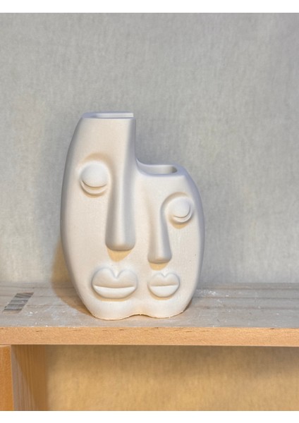 Ikili Minimal Seramik Kalemlik & Saksı | Modern Dekoratif Obje | 10 cm Yükseklik – 8 cm Iç Derinlik fırsatları