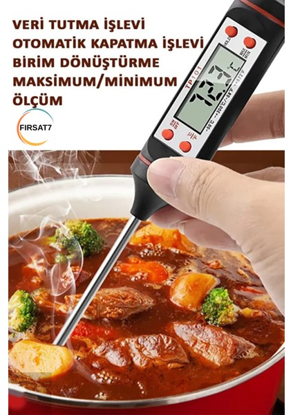 Dijital Mutfak Termometresi Gıda Süt Yoğurt Maya Mama Mutfak Isı Ölçer Sıcaklık Ölçüm Aleti Pilli