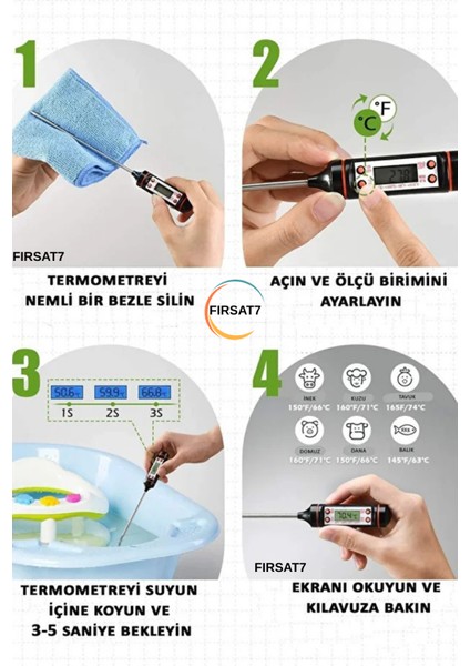 Dijital Mutfak Termometresi Gıda Süt Yoğurt Maya Mama Mutfak Isı Ölçer Sıcaklık Ölçüm Aleti Pilli indirimleri