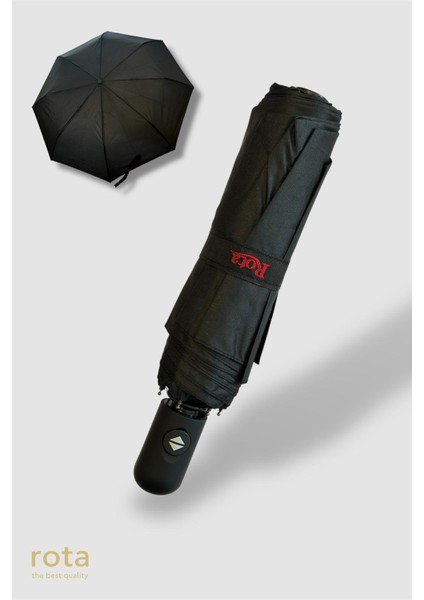 Tam Otomatik 8 Telli Dayanıklı Fiber Tel Şemsiye - RT-3020M - Düz Siyah