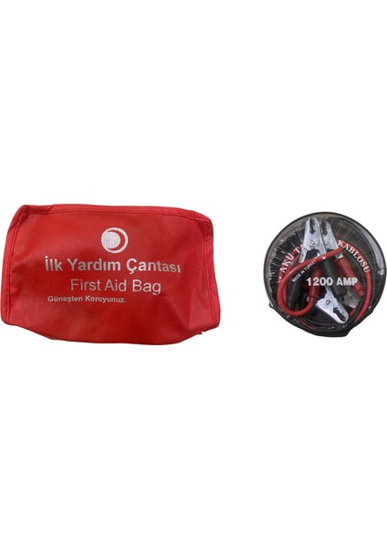 15 Parça Çantalı Ilk Yardım Seti ve 600 Amper Akü Takviye Kablosu