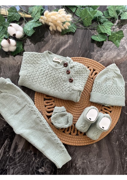 Örgü Desenli Triko Takım 0- 3AY 6'lı Set Unisex Model indirimleri
