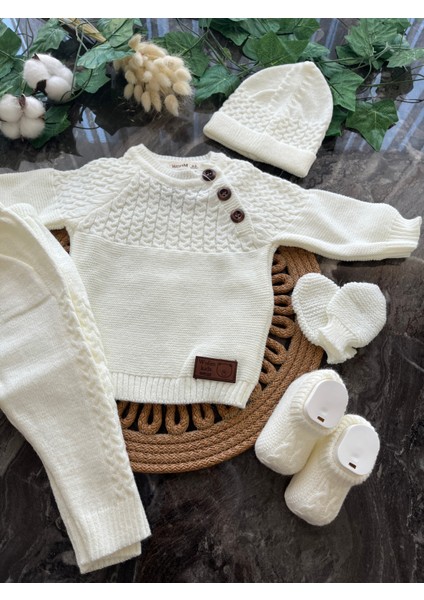Örgü Desenli Triko Takım 0- 3AY 6'lı Set Unisex Model modelleri