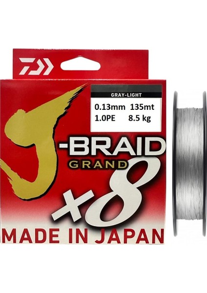 J-Braid Grand 135MT 0.13MM 8x Gray Light Ip Misina