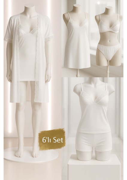 Çeyizlik Penye Altılı Gecelik Sabahlık Takımı