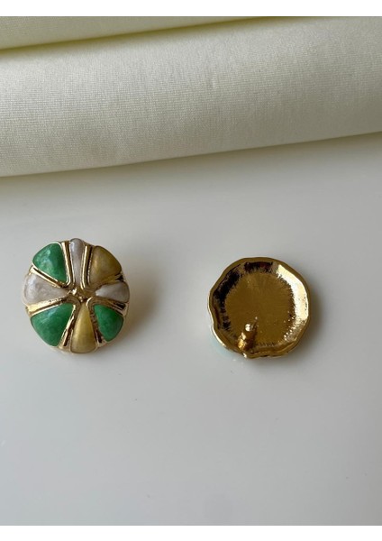 Gold Detaylı Renkli Yonca Model Kadın Küpe fiyatları