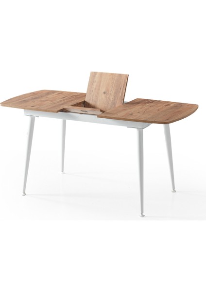 Milano’25 Açılır Masa Takımı – Ceviz Desen & Beyaz Ayak – 80×125 → 165 Cm, 4 Sandalyeli modelleri