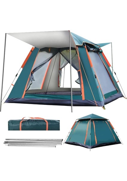 6 Kişilik Tam Otomatik Tenteli Kamp Çadırı Konforlu 240X240X160