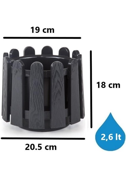 SO-İS02 Istanbul Dekoratif Yuvarlak Saksı 2,6 Lt Antrasit 6 Adet fiyatları