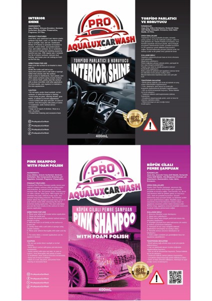 Proaqualuxcarwash Torpido Parlatıcı ve Koruyucu - Cilalı Pembe Şampuan fiyatları