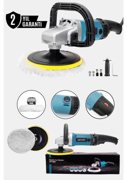 1200 Polisaj Makinesi Devir Ayarlı 6 Kademeli 180MM Pasta Cila