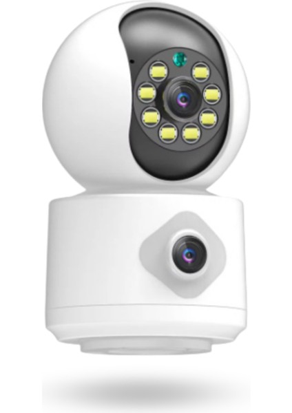 Büro Ev Ofis Güvenliği Için Çift Lens Wifi Iç Mekan Güvenlik Kamerası