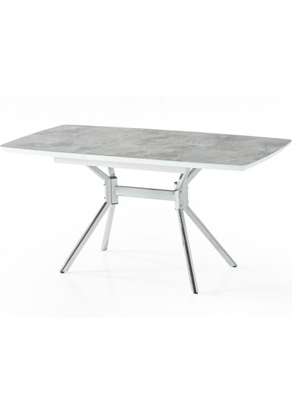 Duman Açılır Masa Takımı – Gri Mermer - Krom Metal Ayak – 80×130→160 Cm, 4 Sandalyeli fiyatları