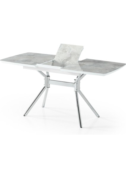 Duman Açılır Masa Takımı – Gri Mermer - Krom Metal Ayak – 80×130→160 Cm, 4 Sandalyeli modelleri