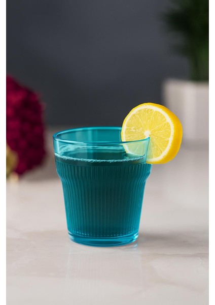 Akrilik Aquamarin 6'lı Kısa Bardak & Su Meşrubat Kahve Yanı Bardağı 300 ml ( Cam Değildir )