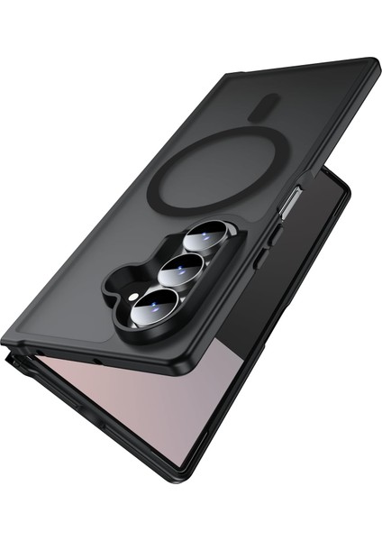 Samsung Galaxy Z Fold 7 ile Uyumlu Magsafe Kablosuz Şarj Destekli Mat Transparan Silikon Kılıf