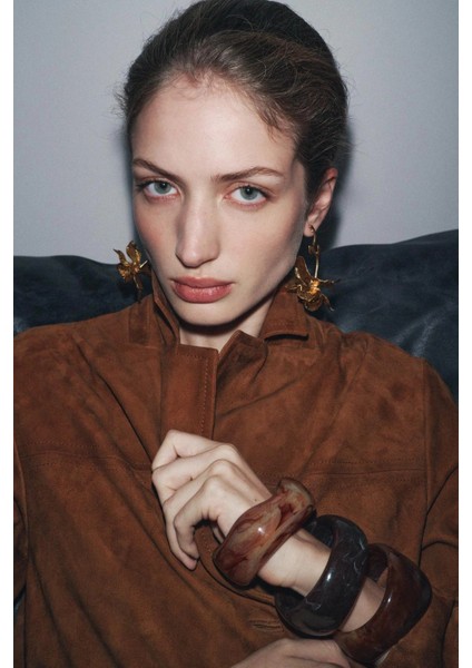 Dokulu Çiçek Küpe modelleri