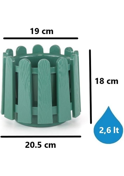 SO-İS02 Istanbul Dekoratif Yuvarlak Saksı 2,6 Lt Yeşil 6 Adet fiyatları