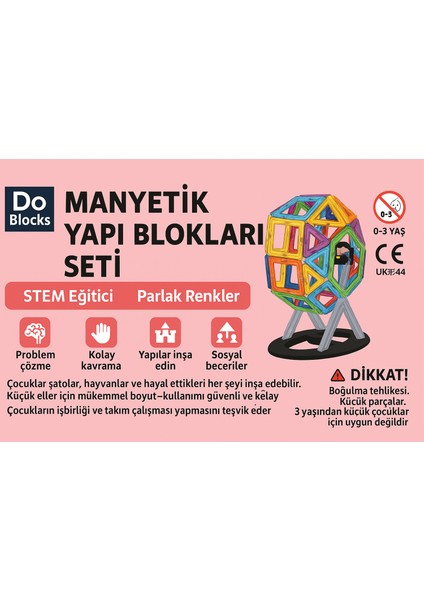 DO BLOKS 58 Parça Manyetik Yapı Blokları Original - Mıknatıslı Eğitici Oyuncak