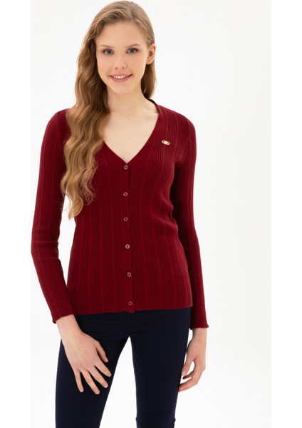 Kadın Bordo Hırka (Triko) 50313580-VR014