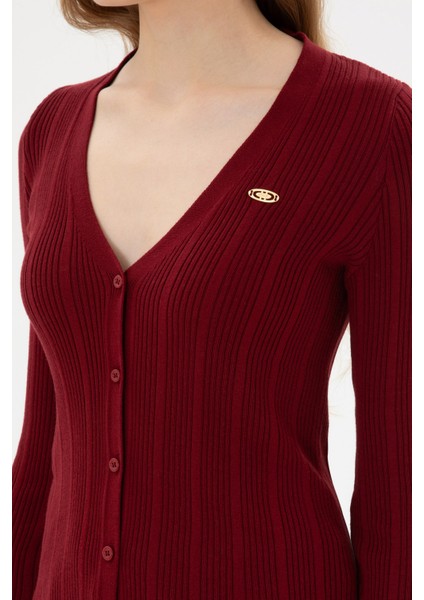 Kadın Bordo Hırka (Triko) 50313580-VR014