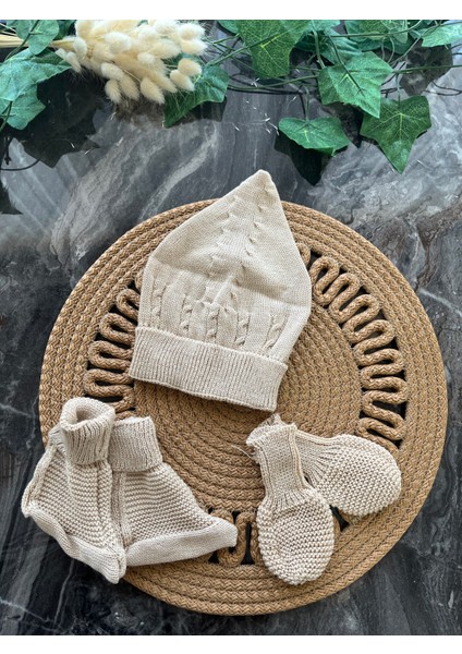 Örgü Desenli %100 Pamuklu 5'li Tulum Set 0-3AY Unisex Model fırsatları