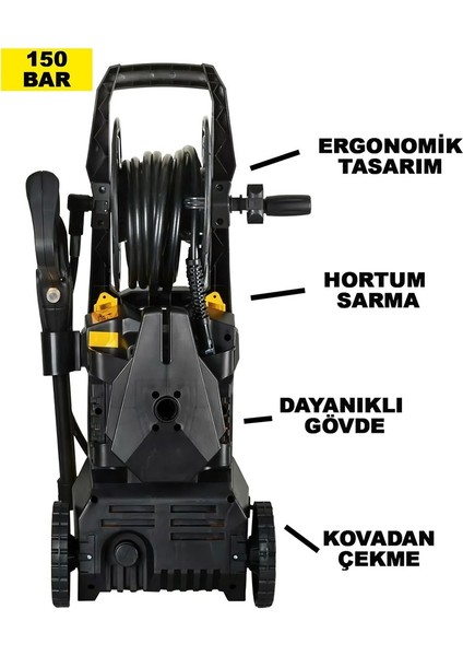 Elektrikli 150 Bar Musluk ve Kovadan Su Çekme Yüksek Basınçlı Bahçe, Oto Yıkama Makinesi EEA435 fiyatları