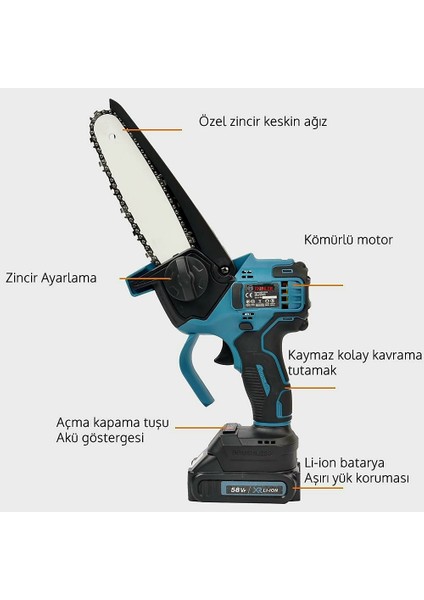 Akülü 3lü Bahçe Seti Dal Budama, Bağ Makası ve Vidalama 58VF EEA301 modelleri