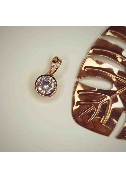 Xuping Zirkon Taşlı Yuvarlak Gold Kolye Ucu