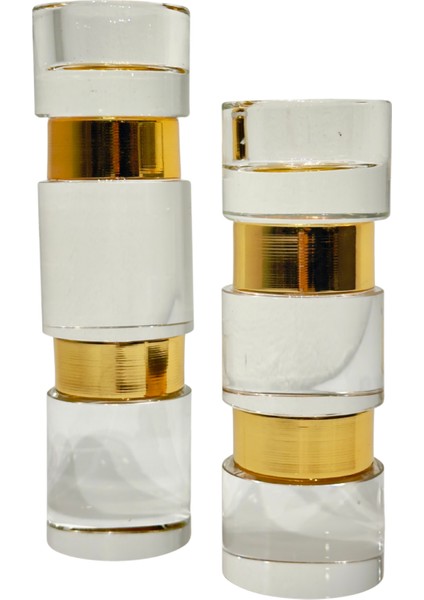 Gold Halkalı Cam Şamdan Seti fiyatları