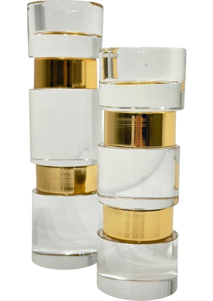 Gold Halkalı Cam Şamdan Seti modelleri