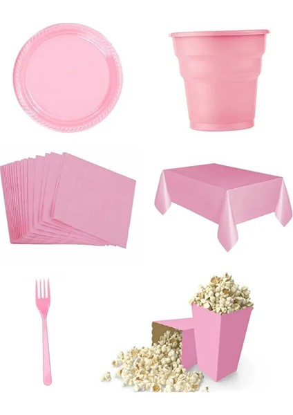 Plastik Tabak, Bardak, Çatal, Peçete ve Tek Kullanımlık Masa Örtüsü Seti