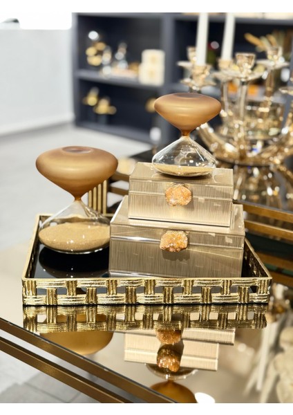 Kahve & Şeffaf 2'li Kum Saati Seti fırsatları