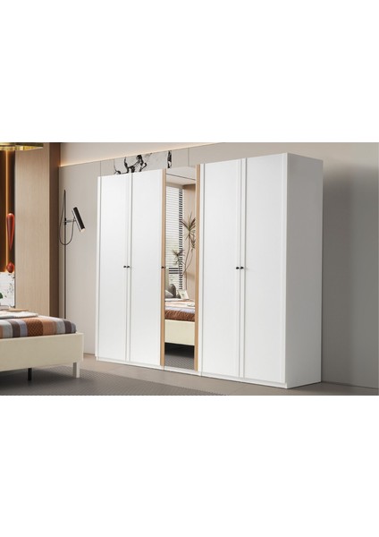 Mona White 5 Kapılı Gardırop