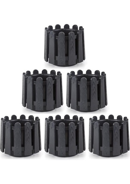 SO-İS03 Istanbul Dekoratif Yuvarlak Saksı 6,6 Lt Antrasit 6 Adet