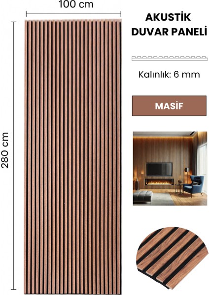 Akustik Duvar Paneli Masif 100 x 280 cm fiyatları