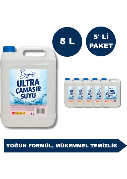 Ultra Çamaşır Suyu 5 L Beginox (Avantaj Paket) 5' Li