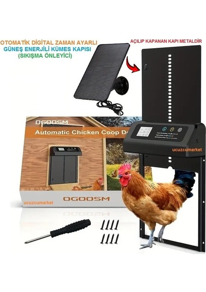 Otomatik Digital Zaman Ayarlı ve Güneş Enerjili Kümes Kapısı
