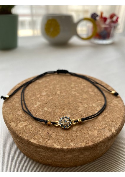 Siyah Renk Zirkon Taş Detaylı Çelik Xupıng VİP İp Bileklik
