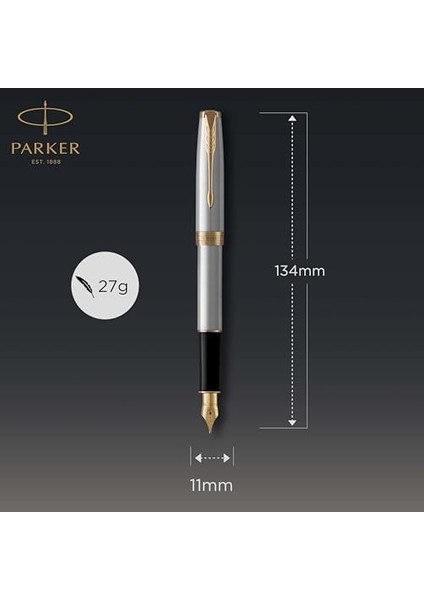 Sonnet Paslanmaz Çelik Altın Tasarımlı Dolma Kalem, Orta Kalınlıkta Uç, Mavi Mürekkep modelleri