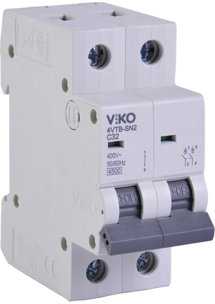 4VTB-2C32 Otomatik Sigorta 4,5ka C Tipi 2 Kutup 32A
